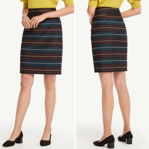 Ann Taylor Factory Multi-Color Jacquard Stripe Pencil Skirt, Sz 8 -- NWT - Picture 1 of 6